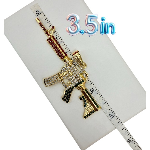 Men\'s Cuban Chain Necklace 18K Gold Plated Hip Hop AK-47 Cuban Chain